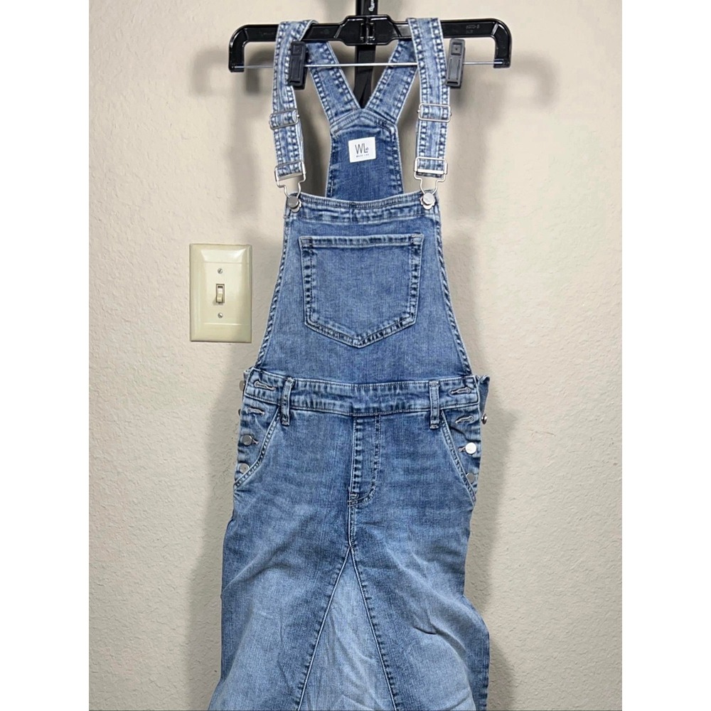 Wash Lab Denim Overall Skirt Women's Size Small Blue Midi Length Pre-Owned